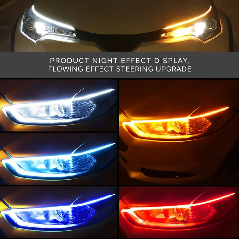 Car Led Strip 12V Waterproof - 2 قطعة سيارة DRL مرنة مقاوم
