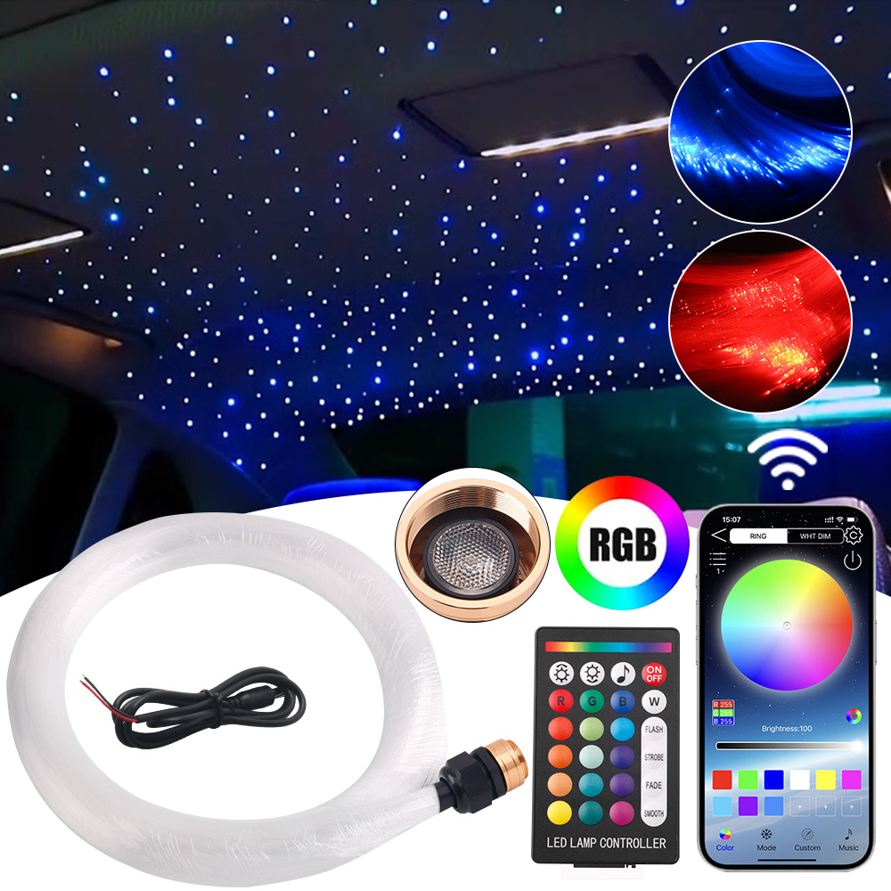 Car Roof Star Light Fiber Optic - وميض RGBW ضوء السماء المرصعة بالنجم