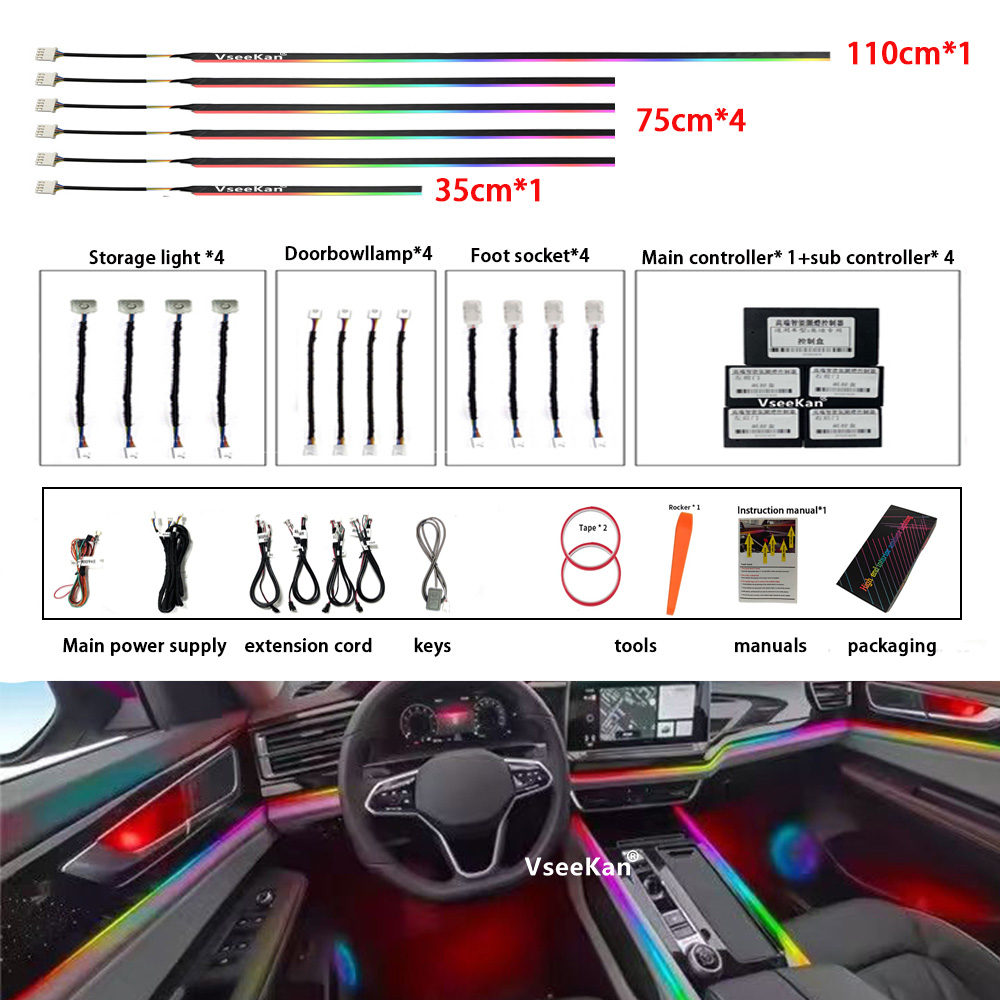 Car Ambient Lighting 64 Color - 18 في 1 LED سيمفونية أضواء