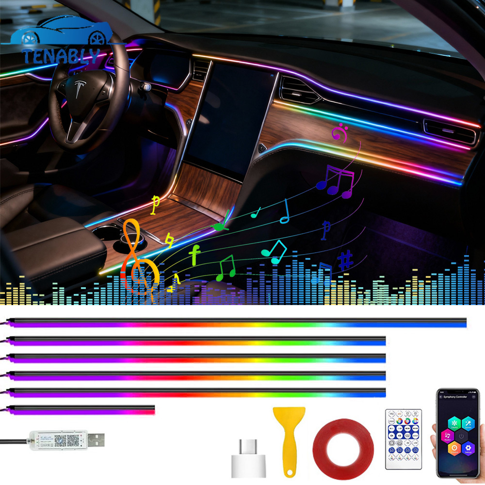 Car Interior Neon Light Usb - شريط إضاءة جو السيارة ملون RGB