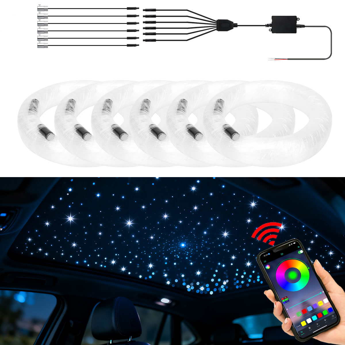 Car Roof Star Light Fiber Optic - إضاءة سقف السيارة بتأثير السماء المرصعة