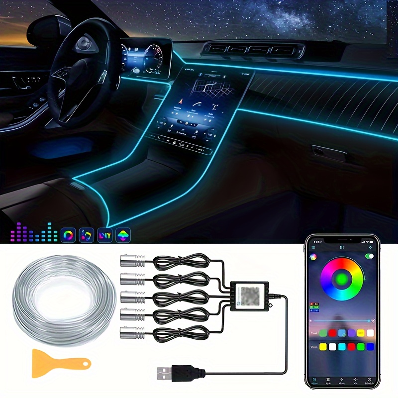 Car Ambient Light Fiber Optic 6M - 5 في 1 سيارة الداخلية LED