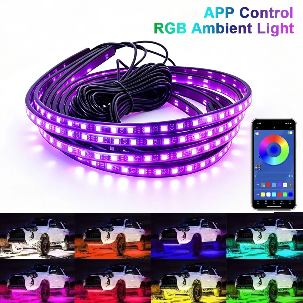 Car Led Strip 12V Waterproof - 4 قطع من شرائط إضاءة LED