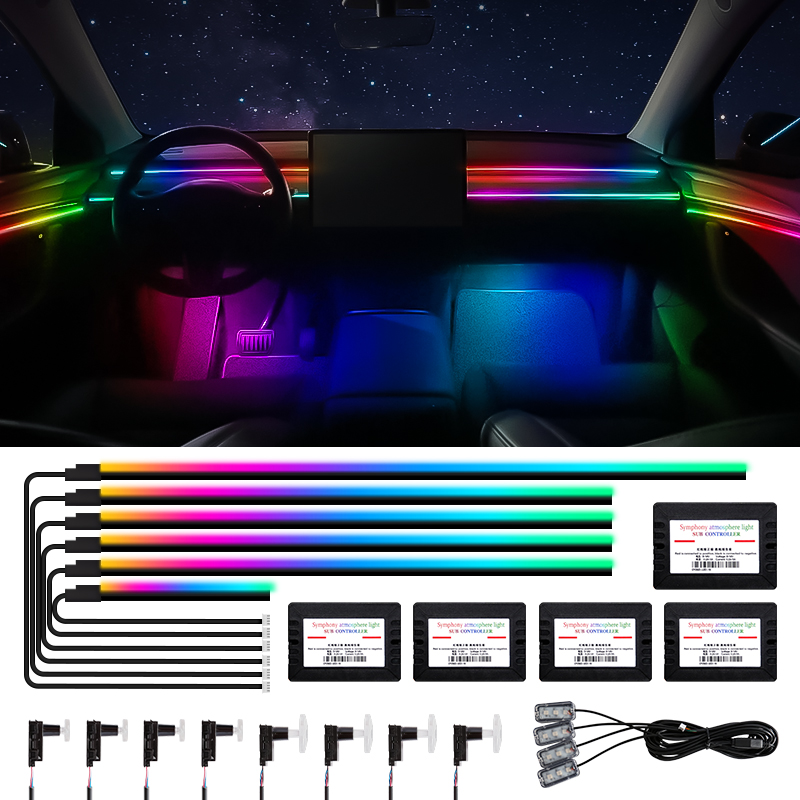 Car Dashboard Light Fiber Optic - سيارة الداخلية المحيطة أضواء الاكريليك الألياف