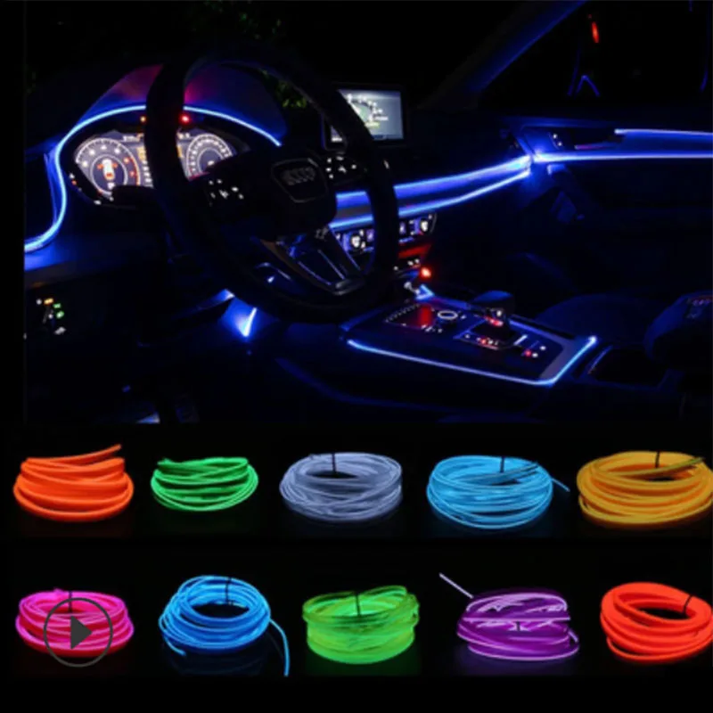 أضواء LED نيون مرنة للسيارة ،  - مراجعة Car Interior Neon Light Usb وسعره