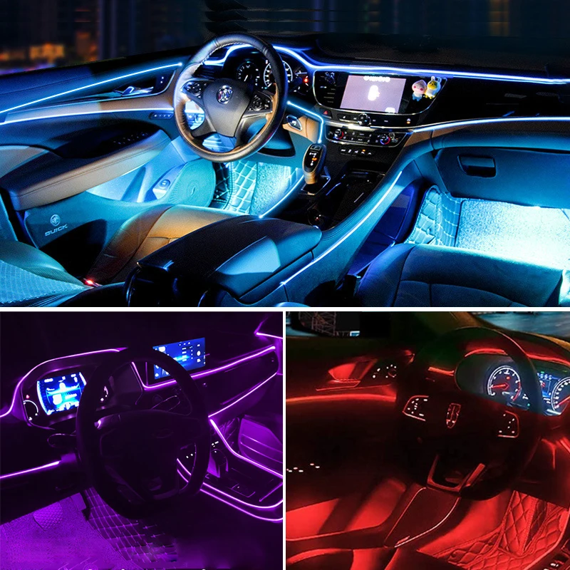 أضواء LED نيون مرنة للسيارة ،  - مراجعة Car Interior Neon Light Usb وسعره
