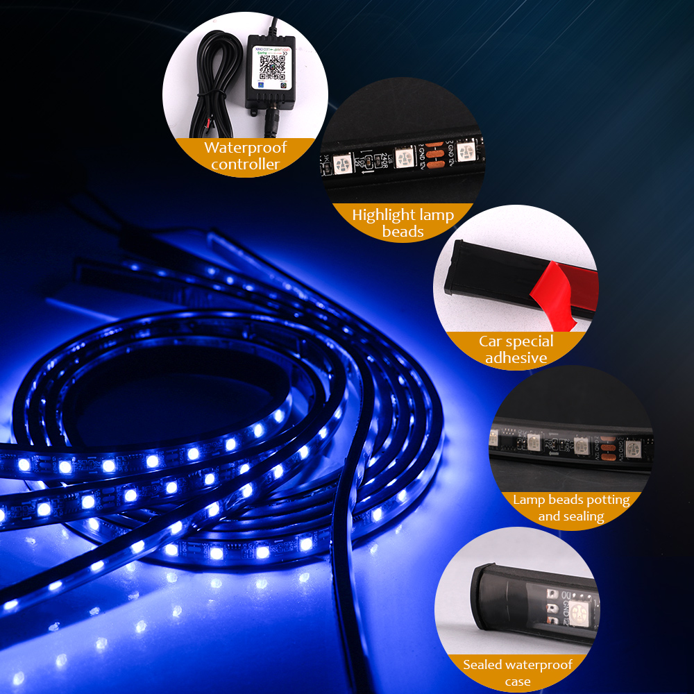ضوء سفلي للسيارة من RGB ، مصبا - مراجعة Car Led Strip 12V Waterproof وسعره