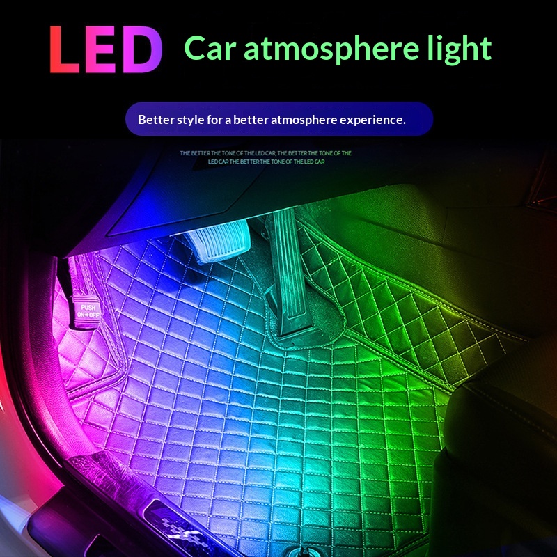 إضاءة محيطة RGB LED لقدم السيا - مراجعة Car Ambient Light Sound Activated وسعره