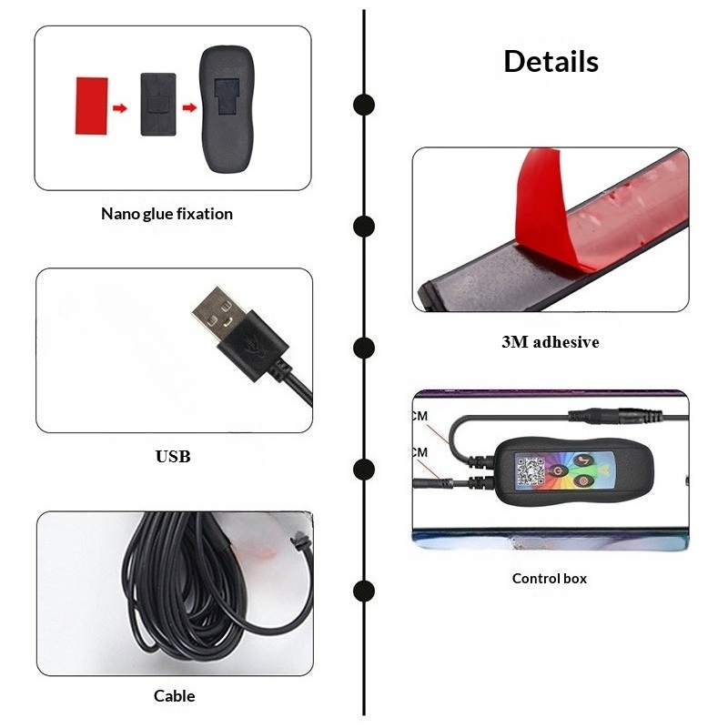 إضاءة محيطة RGB LED لقدم السيا - مراجعة Car Ambient Light Sound Activated وسعره