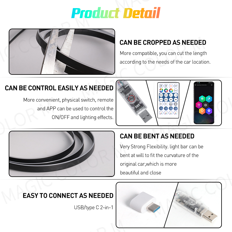 Vegetting 140 سنتيمتر أضواء ال - مراجعة Car Ambient Light Kit With Remote وسعره