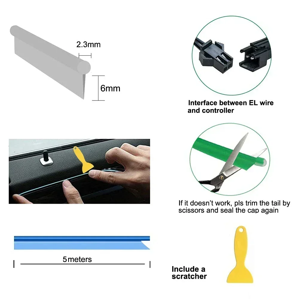 إضاءة داخلية للسيارة 5 فولت EL - مراجعة Car Interior Neon Light Usb وسعره