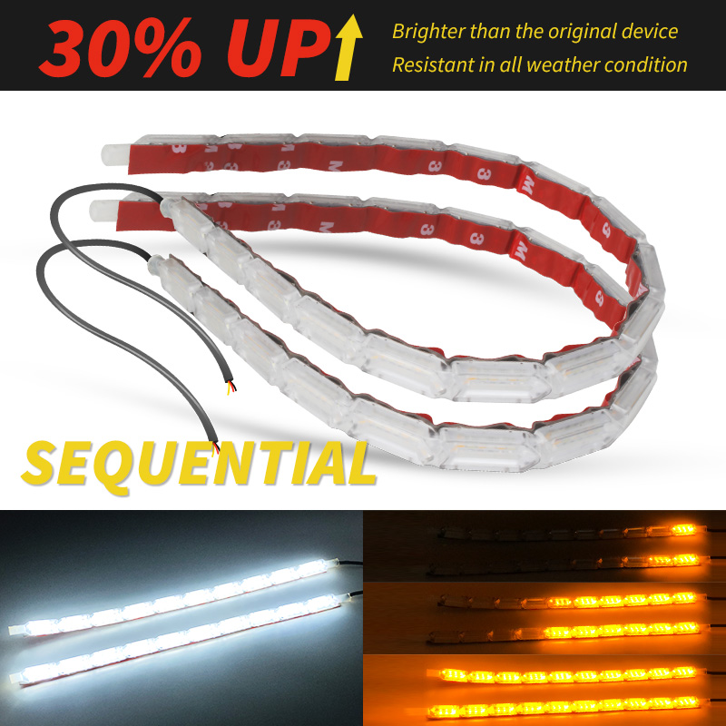 1 زوج تتدفق DRL LED النهار تشغ - مراجعة Car Led Strip 12V Waterproof وسعره