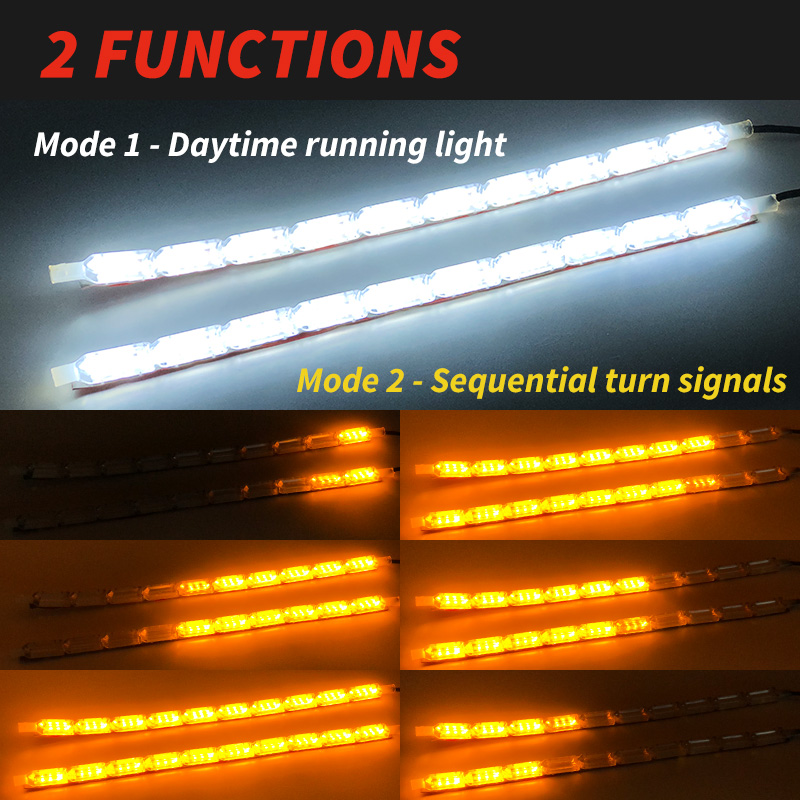 1 زوج تتدفق DRL LED النهار تشغ - مراجعة Car Led Strip 12V Waterproof وسعره