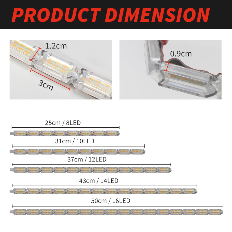 1 زوج تتدفق DRL LED النهار تشغ - مراجعة Car Led Strip 12V Waterproof وسعره