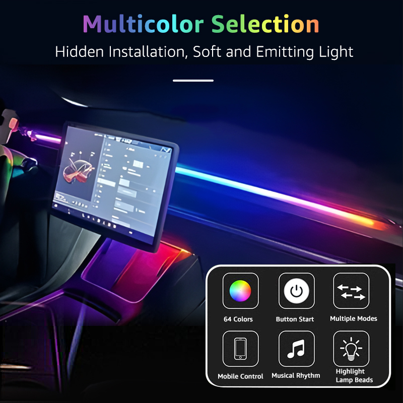 مصباح أمامي 78 بوصة ، لوحة قيا - مراجعة Car Ambient Lighting 64 Color وسعره
