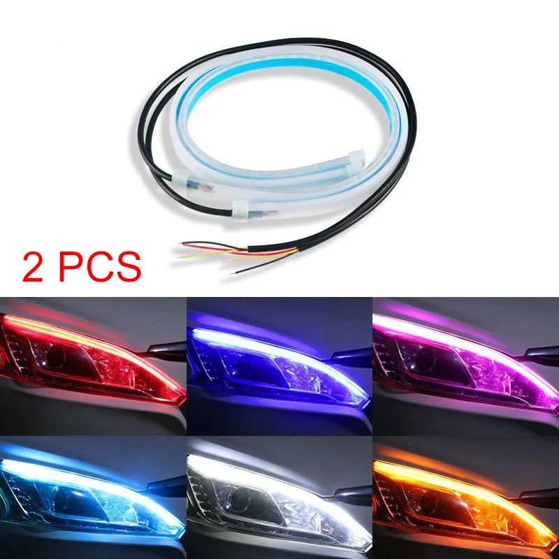 2 قطعة سيارة DRL مرنة مقاوم لل - مراجعة Car Led Strip 12V Waterproof وسعره