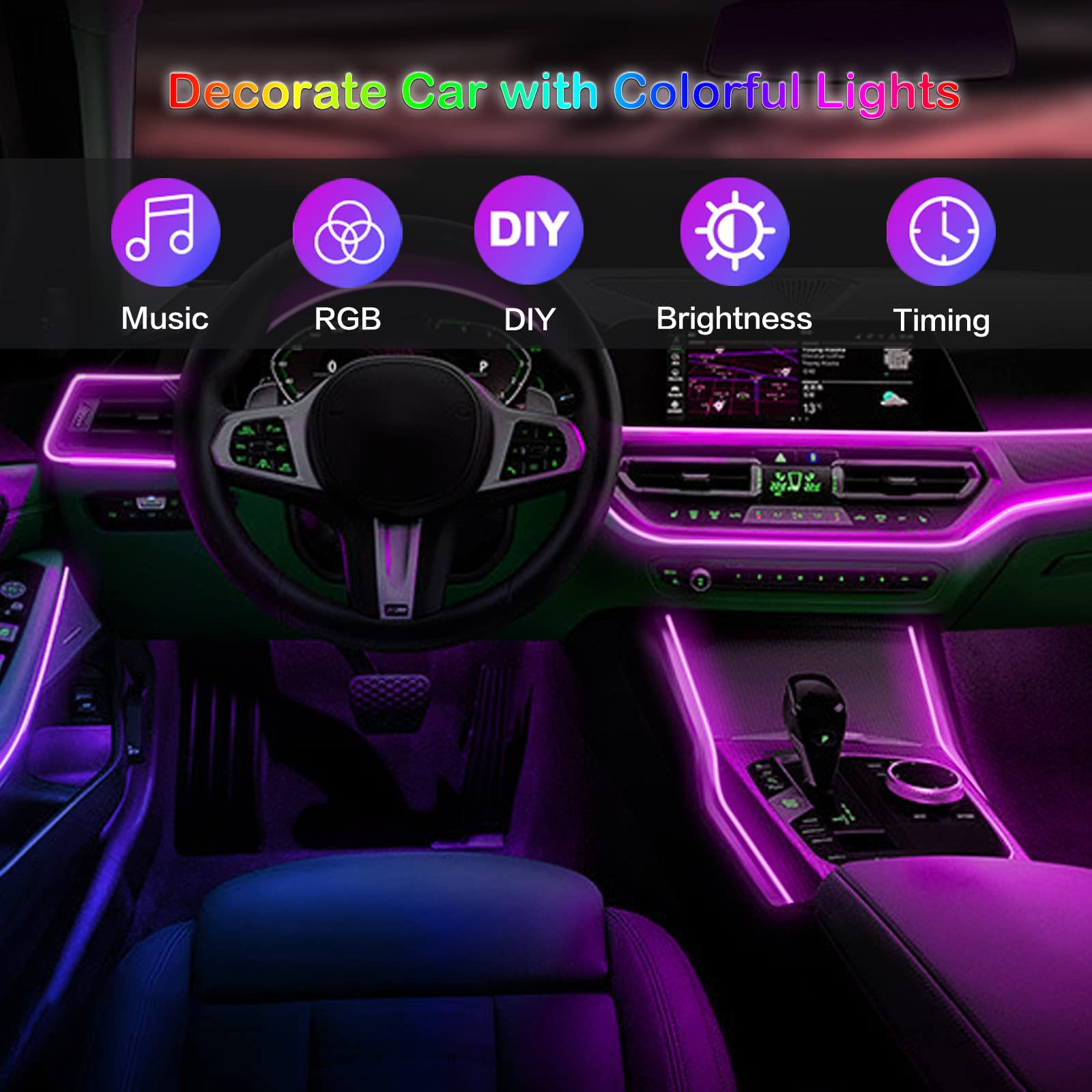 LED سيارة الداخلية المحيطة أضو - مراجعة Car Ambient Light Kit With Remote وسعره