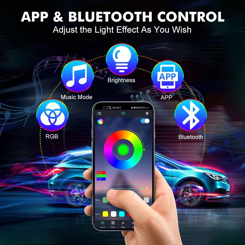 4 قطع من أشرطة الإضاءة الداخلي - مراجعة Car Interior Neon Light Usb وسعره