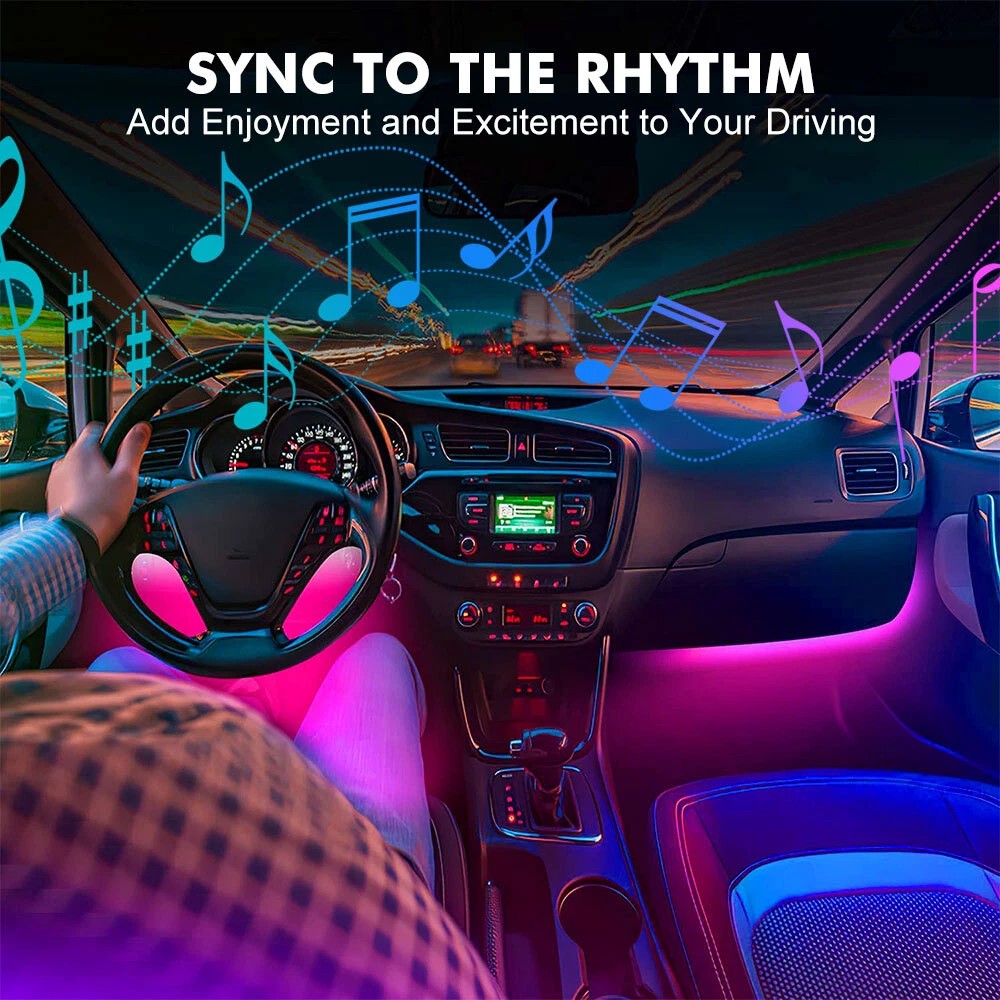 4 قطع من أشرطة الإضاءة الداخلي - مراجعة Car Interior Neon Light Usb وسعره