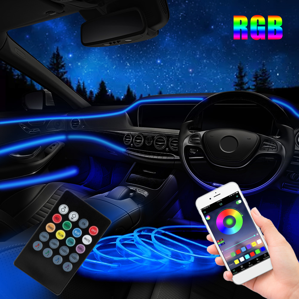 12 فولت 6 متر شرائط ليد RGB سي - مراجعة Car Dashboard Light Fiber Optic وسعره
