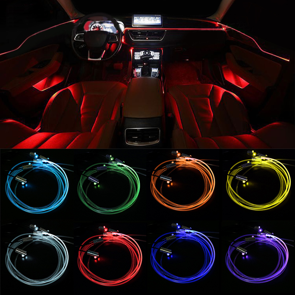 12 فولت 6 متر شرائط ليد RGB سي - مراجعة Car Dashboard Light Fiber Optic وسعره