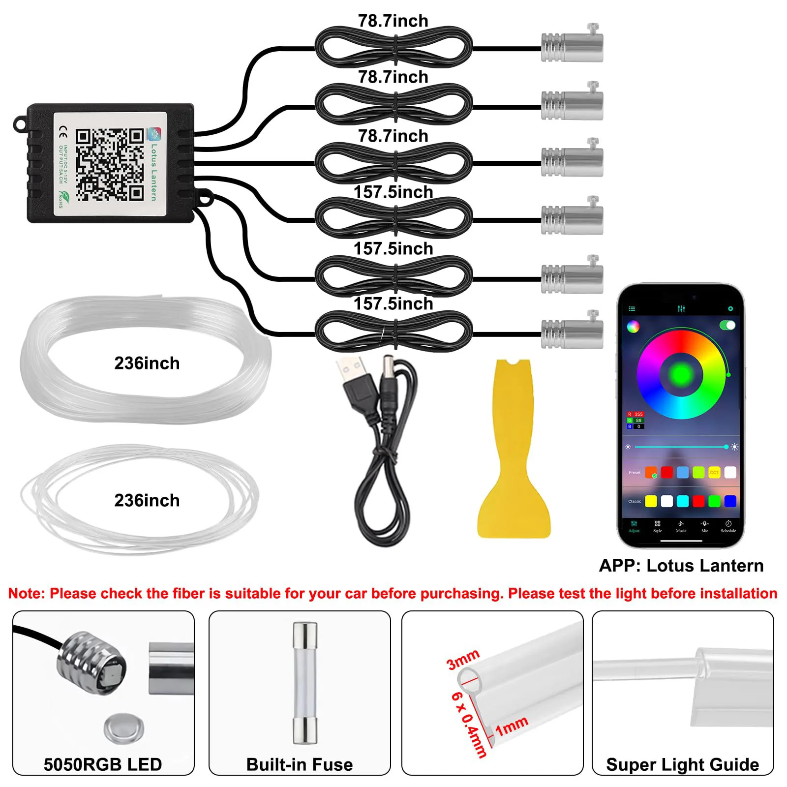 طقم إضاءة محيطة للسيارة RGB LE - مراجعة Car Dashboard Light Fiber Optic وسعره