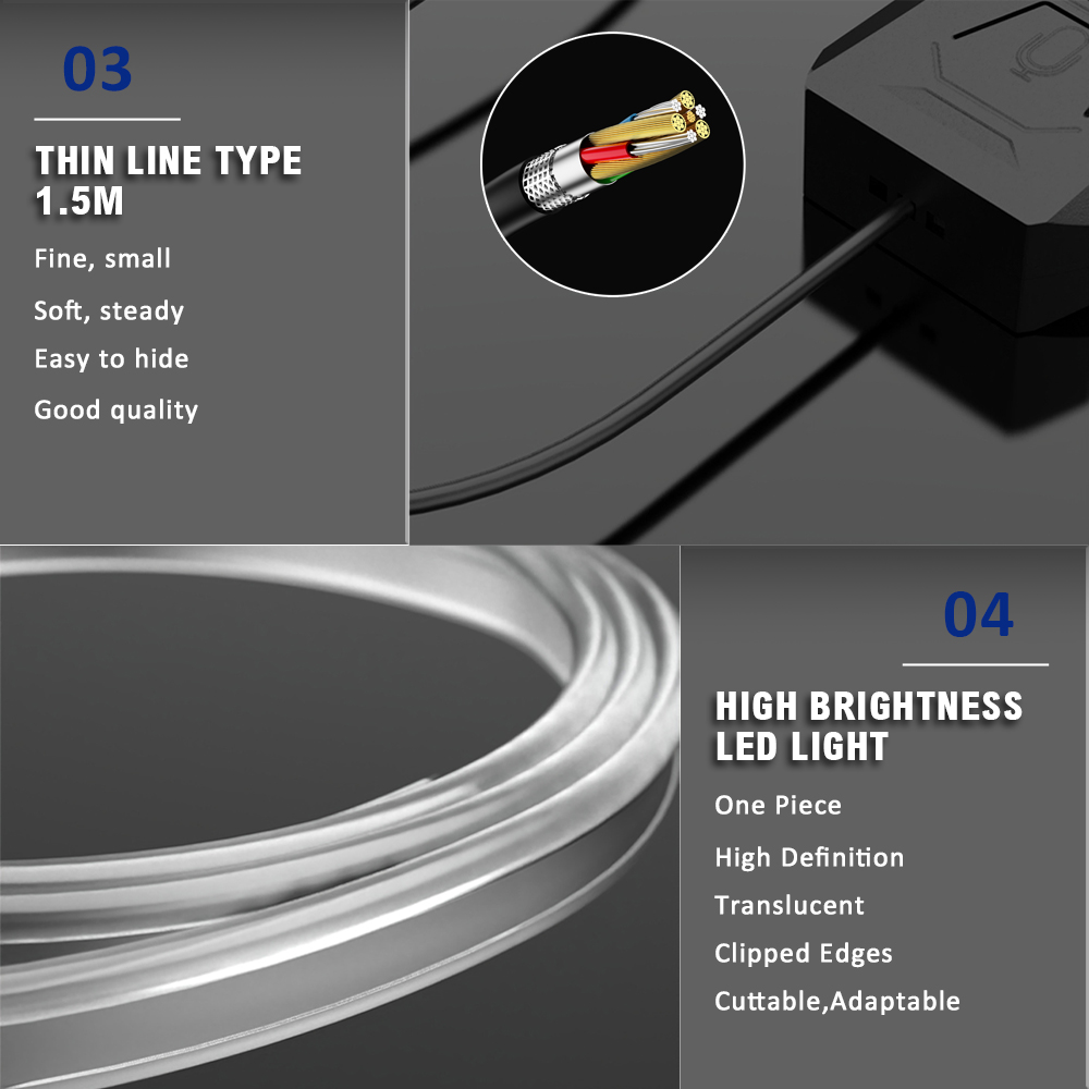 1 في 3 شريط إضاءة LED RGB للسي - مراجعة Car Dashboard Light Fiber Optic وسعره