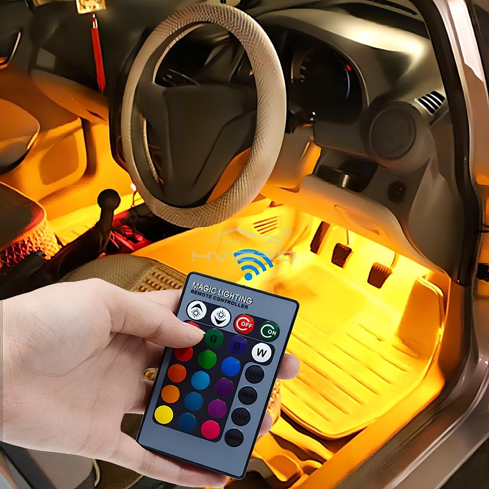 2X السيارات الديكور الداخلي LE - مراجعة Car Ambient Light Kit With Remote وسعره