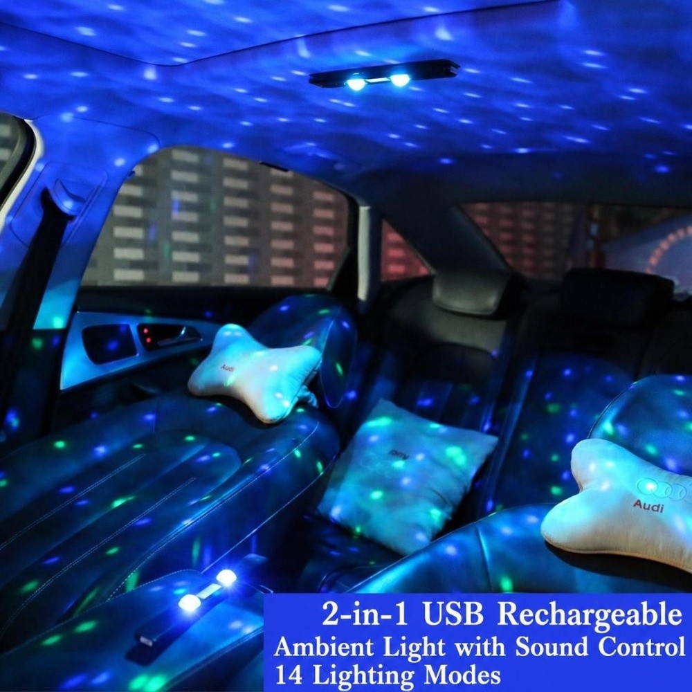 مصباح إضاءة داخلية للسيارة يعم - مراجعة Car Ambient Light Sound Activated وسعره
