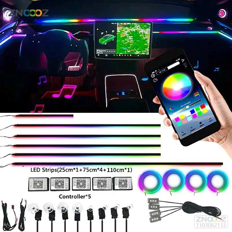 نيون سيارة الداخلية أضواء المح - مراجعة Car Interior Led Strip App Control وسعره