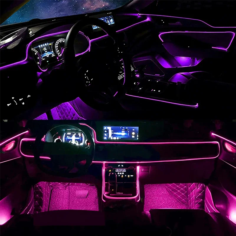 أضواء سلك EL مرنة مع التحكم في - مراجعة Car Interior Led Strip App Control وسعره