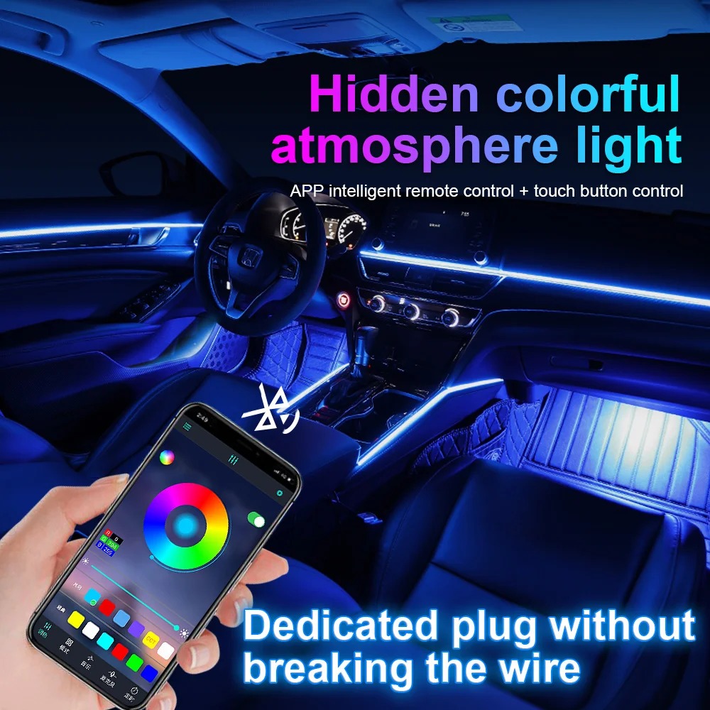 شريط إضاءة LED أكريليك RGB لتز - مراجعة Car Ambient Light Door Panel Acrylic وسعره