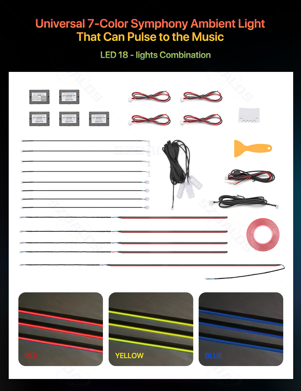 طقم إضاءة محيطة للسيارة الأكثر - مراجعة Car Ambient Lighting 18 In 1 وسعره