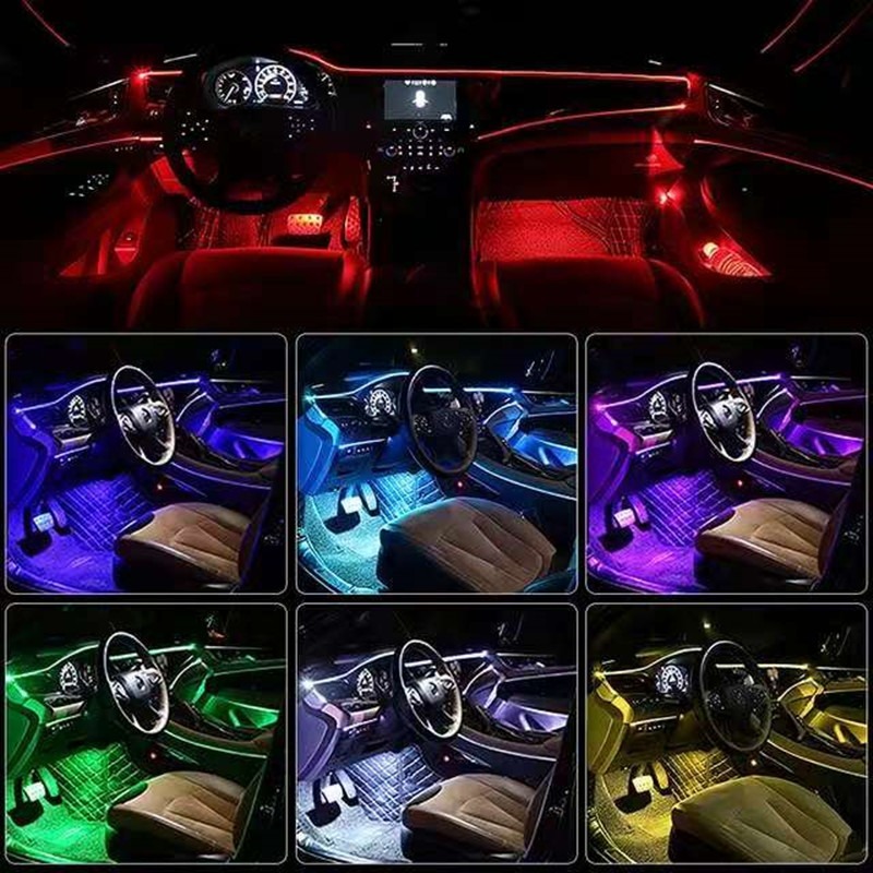 سيارة RGB المحيطة مصباح ليد قط - مراجعة Car Ambient Light Fiber Optic 6M وسعره