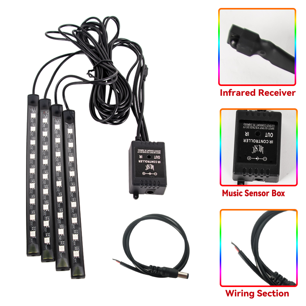 LED دراجة نارية سيارة جو القدم - مراجعة Car Led Strip 12V Waterproof وسعره