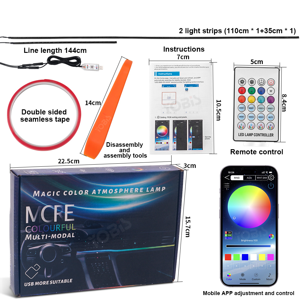 أضواء محيطة للسيارة بتقنية LED - مراجعة Car Ambient Lighting 64 Color وسعره