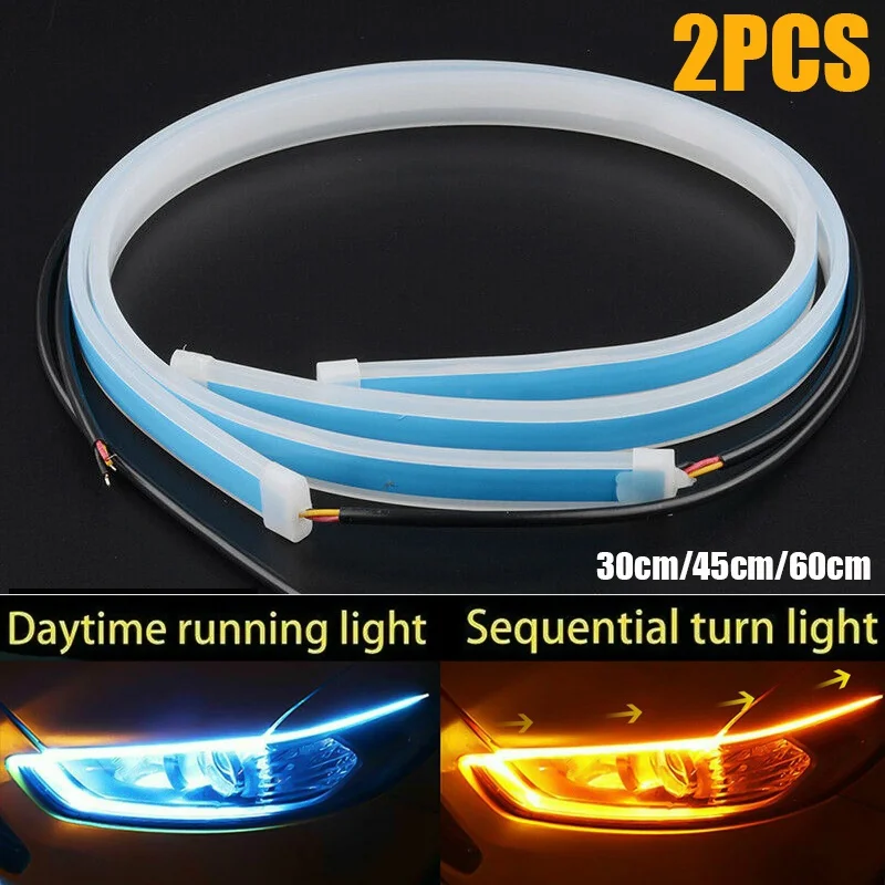 2 قطعة 12 فولت Led شريط توجيه  - مراجعة Car Led Strip 12V Waterproof وسعره