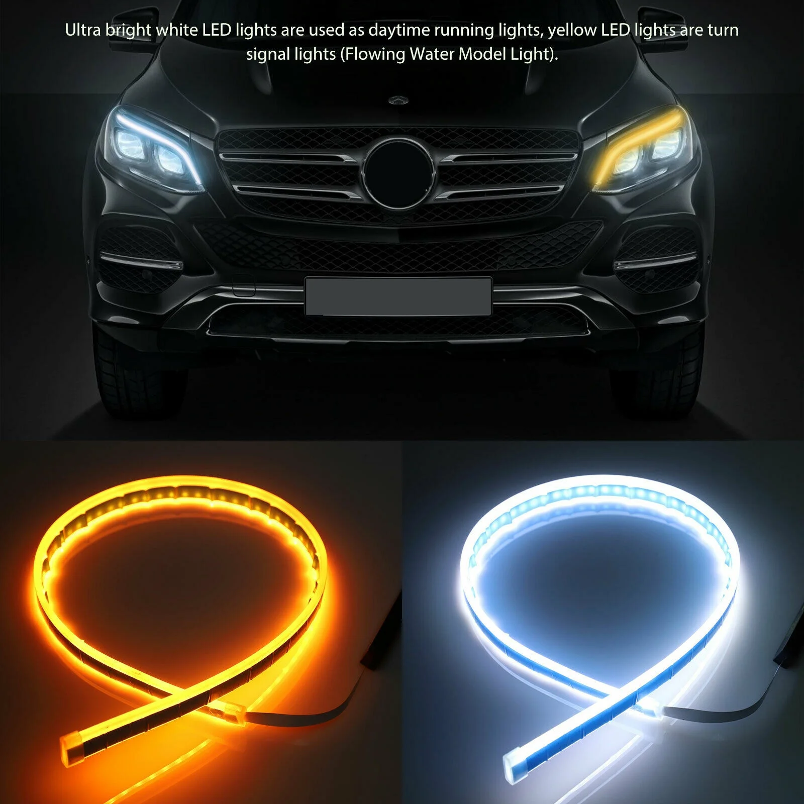 2 قطعة 12 فولت Led شريط توجيه  - مراجعة Car Led Strip 12V Waterproof وسعره