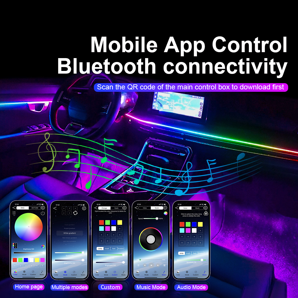 إضاءة داخلية للسيارة من سيمفون - مراجعة Car Ambient Lighting 18 In 1 وسعره