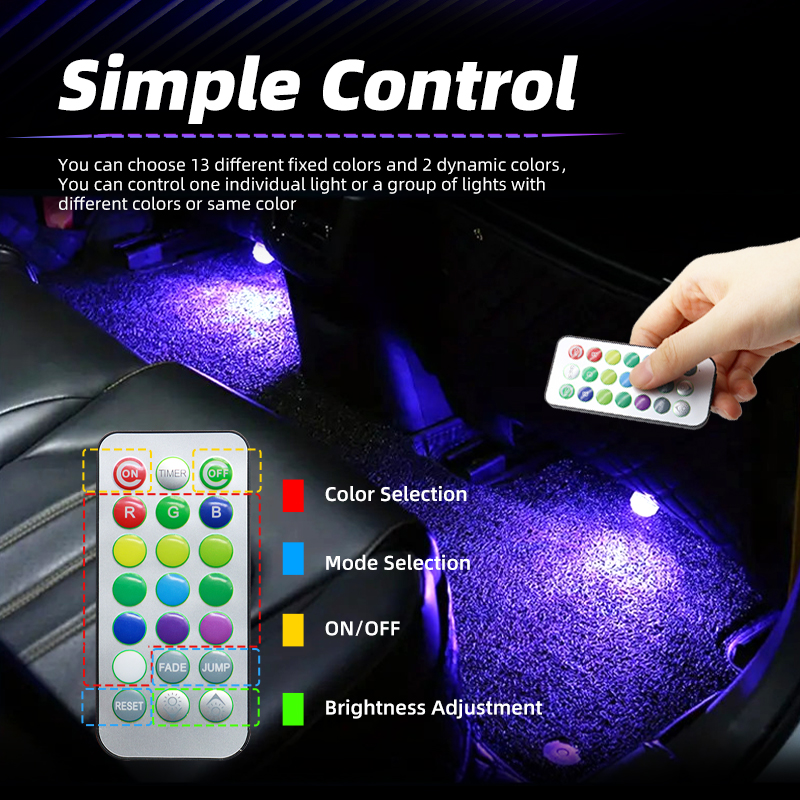 إضاءة داخلية لاسلكية للسيارة م - مراجعة Car Ambient Light Kit With Remote وسعره
