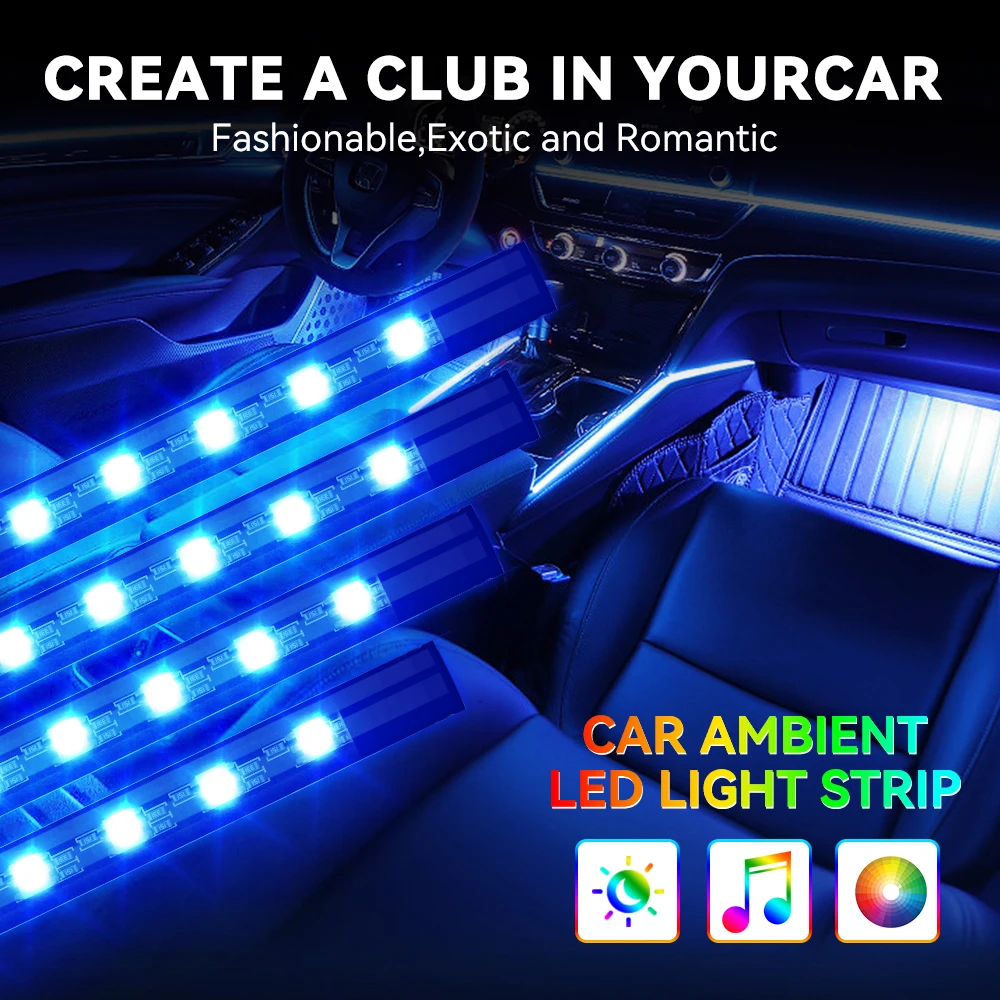 4 في 1 سيارة السيارات المحيطة  - مراجعة Car Interior Neon Light Usb وسعره