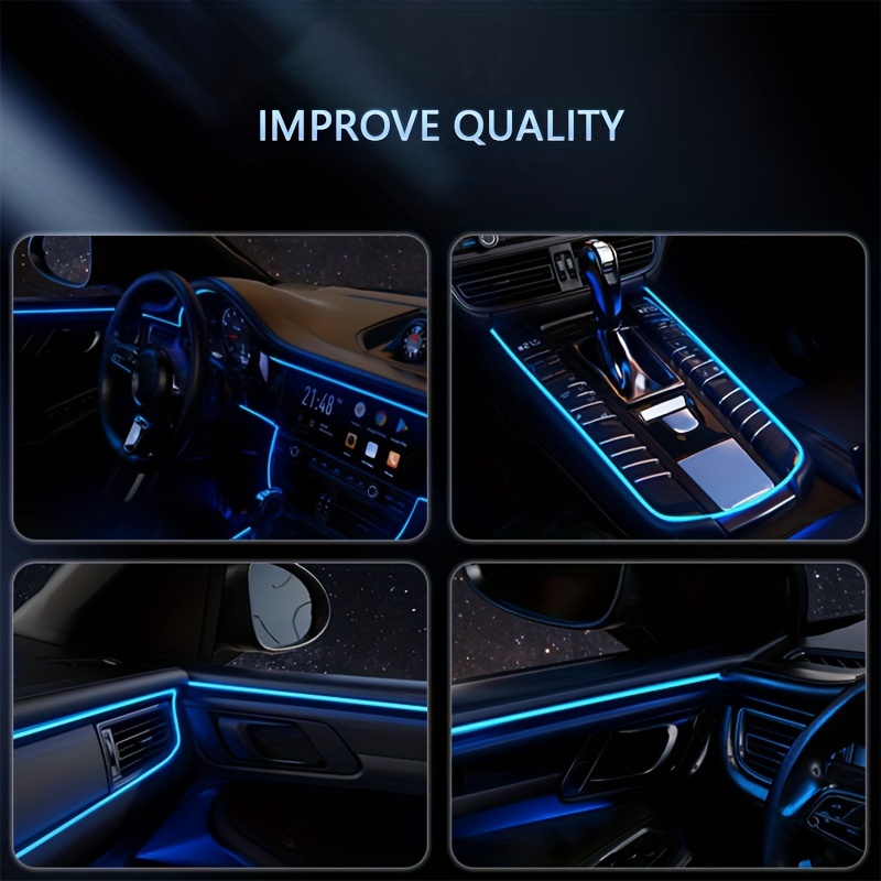 5 في 1 سيارة الداخلية LED المح - مراجعة Car Ambient Light Fiber Optic 6M وسعره