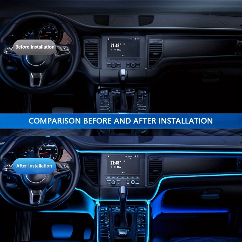 5 في 1 سيارة الداخلية LED المح - مراجعة Car Ambient Light Fiber Optic 6M وسعره
