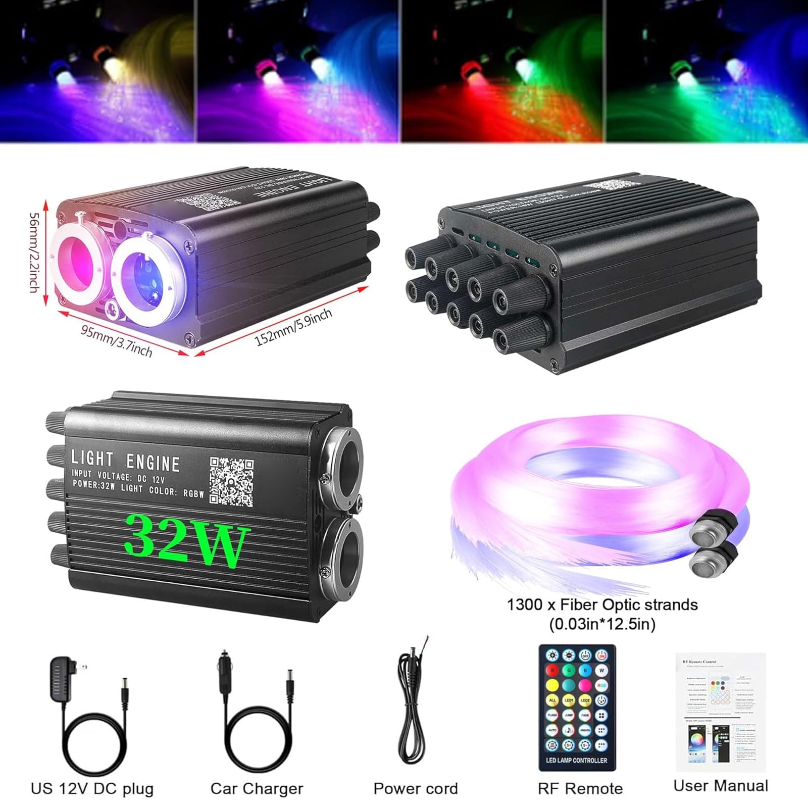 32 واط سقف السيارة ستار ضوء عد - مراجعة Car Roof Star Light Fiber Optic وسعره