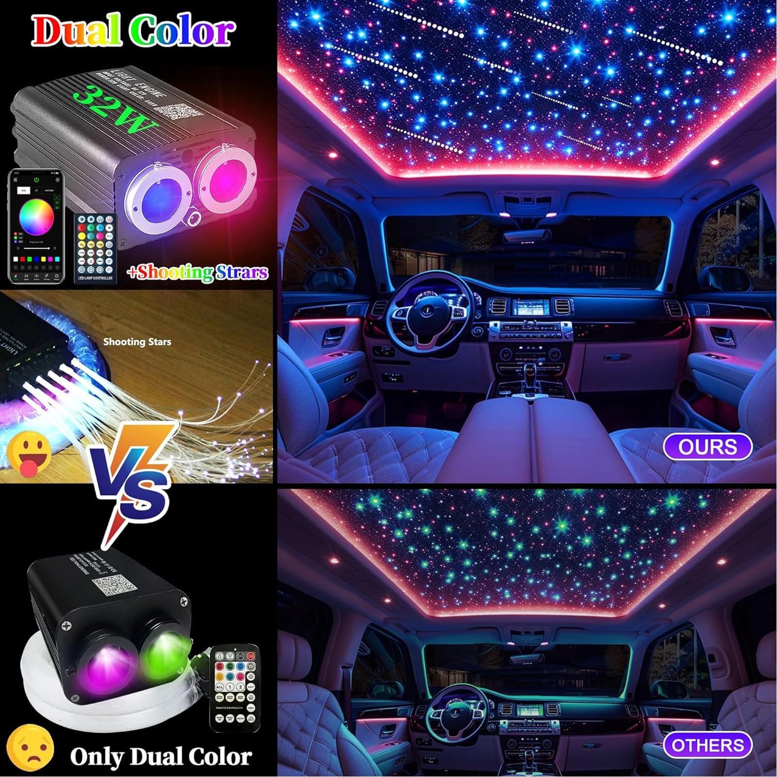 32 واط سقف السيارة ستار ضوء عد - مراجعة Car Roof Star Light Fiber Optic وسعره