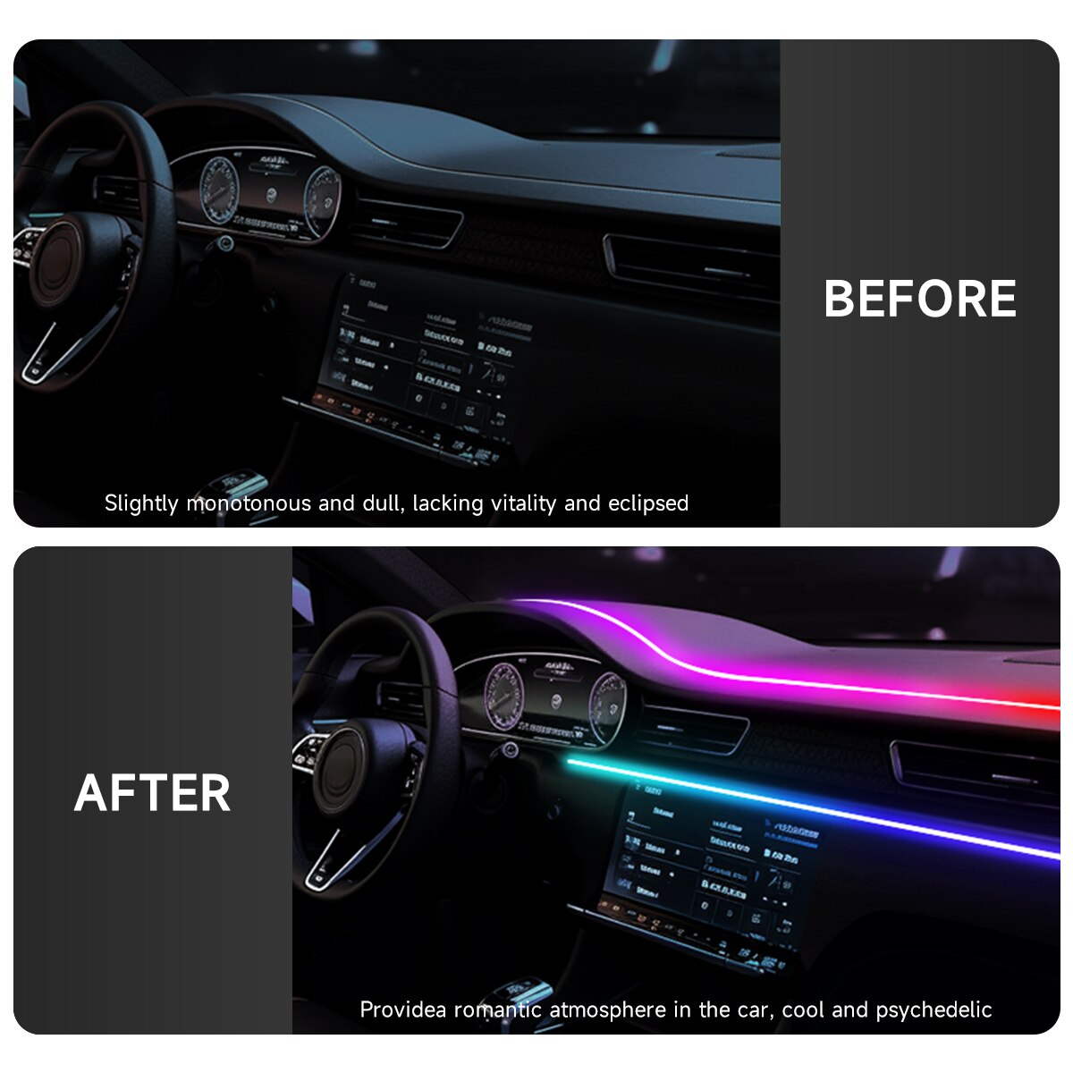 شريط إضاءة LED أكريليك بـ 64 ل - مراجعة Car Interior Led Strip App Control وسعره
