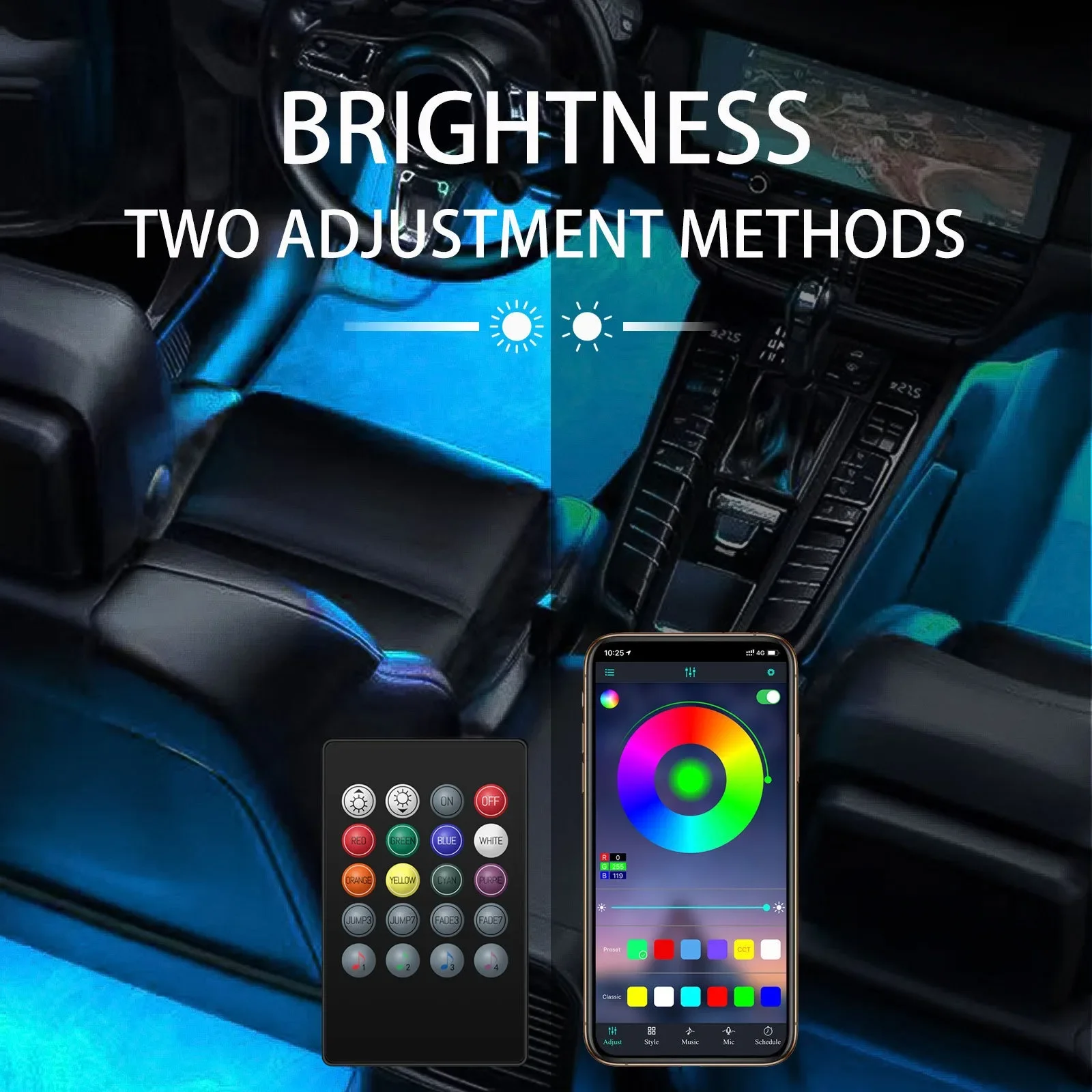 أضواء LED المحيطة للسيارة، صوت - مراجعة Car Ambient Light Sound Activated وسعره
