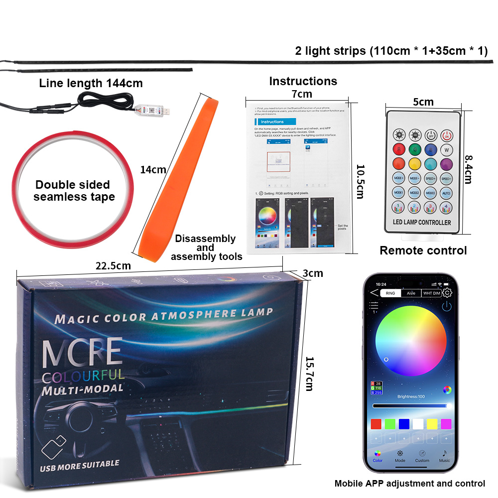 مصباح محيط LED للسيارة USB ، ش - مراجعة Car Interior Led Strip App Control وسعره