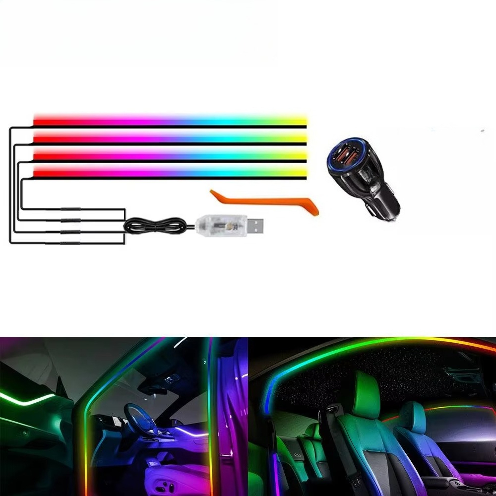 طقم إضاءة محيطية للسيارة مع شر - مراجعة Car Ambient Light Kit With Remote وسعره