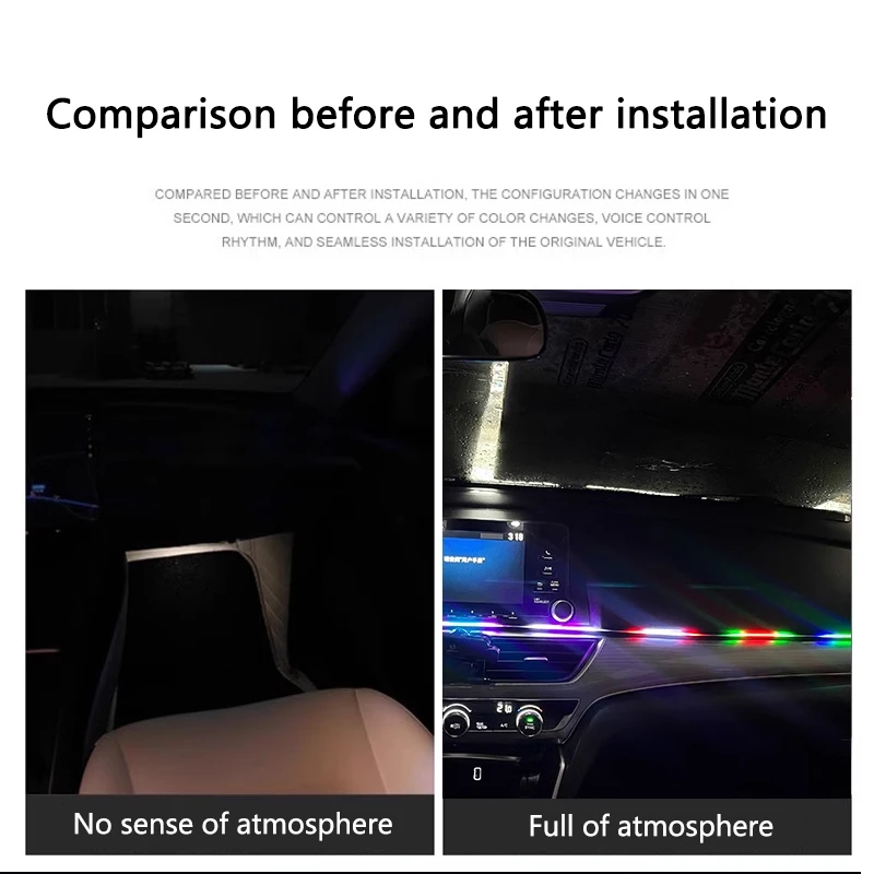 الملونة LED سيارة الداخلية الم - مراجعة Car Ambient Light Kit With Remote وسعره
